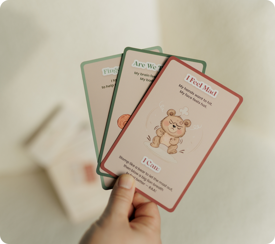 Calm Cards emotion and strategy cards for children with parent prompt cards.