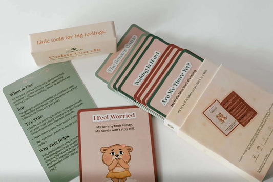 Calm Cards emotional regulation cards laid out for screen-free practice